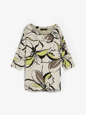T-shirt w kwiaty BonPrix beżowy