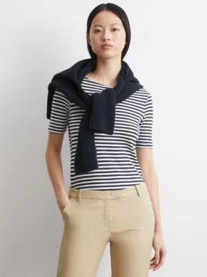 T-shirt w paski, fason slim Marc O'Polo modrá