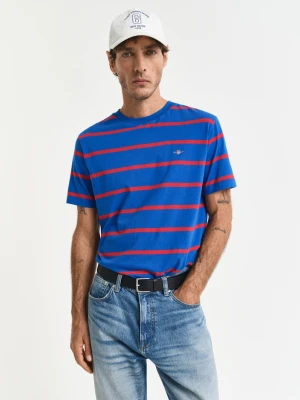 Męski niebieski t-shirt w paski z bawełny organicznej GANT