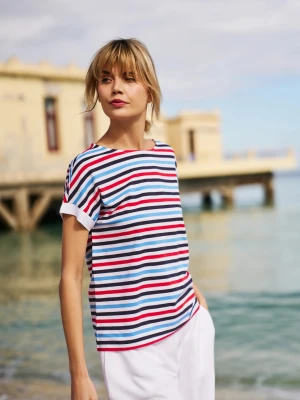 T-shirt w paski granatowy Moodo