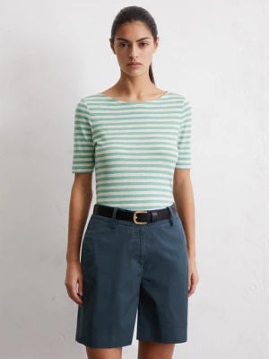 T-shirt w paski slim Marc O'Polo černá