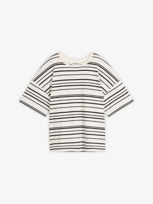 T-shirt w paski z czystej bawełny BonPrix biały