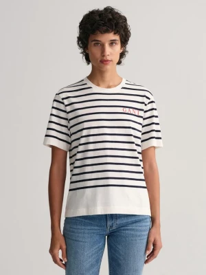 T-Shirt W Paski z Logo GANT