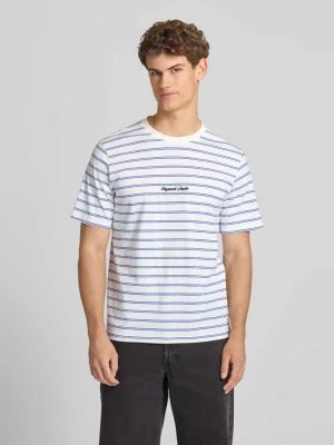 T-shirt w paski z naszywanym logo Jack&Jones Biały