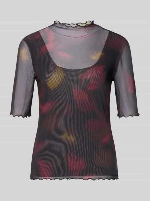 T-shirt w półprzezroczystym designie, krój slim fit Zero Czarny