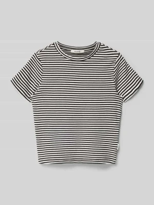 T-shirt w prążkowaniu z okrągłym dekoltem Garcia