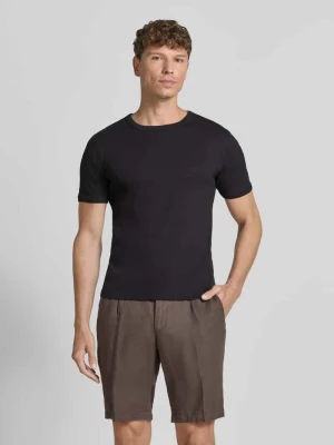 T-shirt w prążkowaniu z okrągłym dekoltem Jake*s Czarny