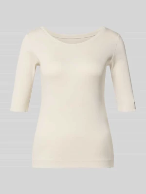 T-shirt w prążkowaniu z okrągłym dekoltem Marc Cain Złamany biały