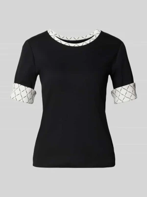 T-shirt w prążkowaniu z okrągłym dekoltem Marc Cain Czarny