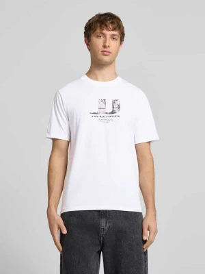 t-shirt w wielopak: 3 szt. z nadruk z napisem model 'DUST' Jack&Jones Biały