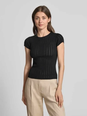 T-shirt w wzór pointelle z okrągłym dekoltem Guess