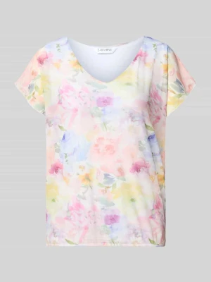 T-shirt we wzór na całej powierzchni model 'Pa44ndora' ZABAIONE Jasnoróżowy melanż