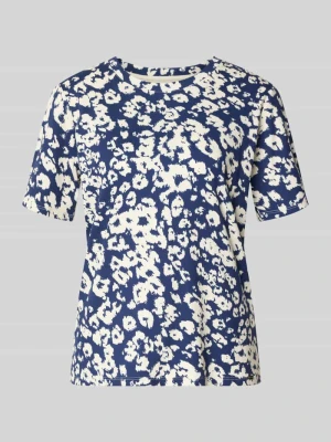 t-shirt we wzór na całej powierzchni z okrągłym dekoltem Marc Cain Królewski niebieski