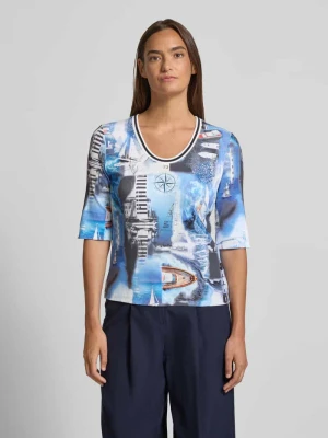 t-shirt we wzór na całej powierzchni z rękawem o dł. 3/4 Marc Cain