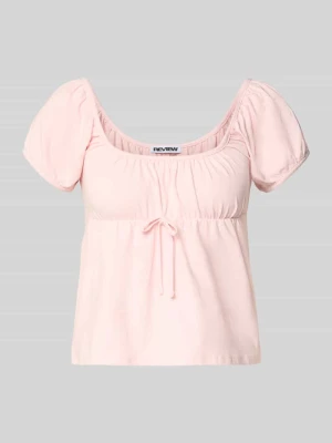 t-shirt we wzorze na całej powierzchni z wiązaniem REVIEW