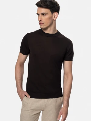 T SHIRT WILLOW BRĄZOWY Z BAWEŁNY Recman