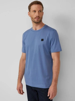 T-shirt wykonany z merceryzowanej bawełny z logo s.Oliver niebieski