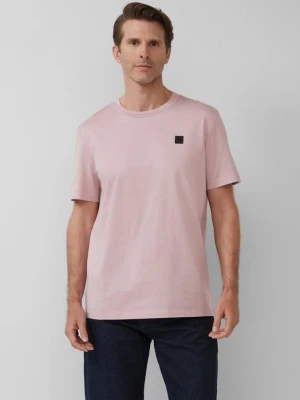 T-shirt wykonany z merceryzowanej bawełny z naszywką z metką s.Oliver różowy