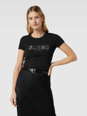 T-shirt z aplikacją z logo Guess