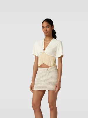 T-shirt z asymetrycznym dołem Paco Rabanne Beżowy