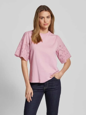 T-shirt o kroju regular fit z ażurowym wzorem model ‘YASLEX’