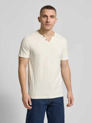 T-shirt z Bawełna Model 'SPLIT' Jack&Jones Biały