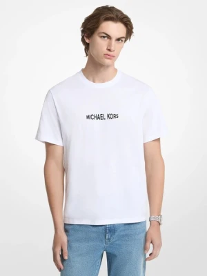 T-shirt z bawełnianego dżerseju z logo z nadrukiem Michael Kors BIAŁY (Biały)