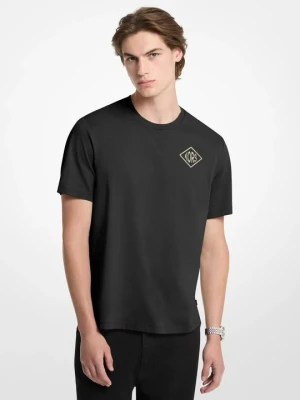 T-shirt z bawełnianego dżerseju z logo z nadrukiem Michael Kors CZARNY (Czarny)
