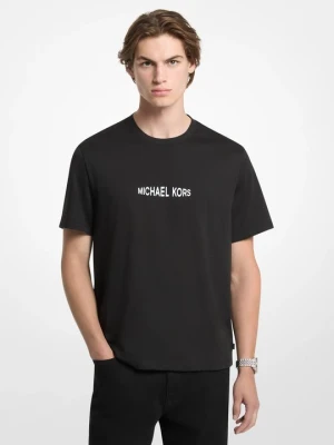 T-shirt z bawełnianego dżerseju z logo z nadrukiem Michael Kors CZARNY (Czarny)