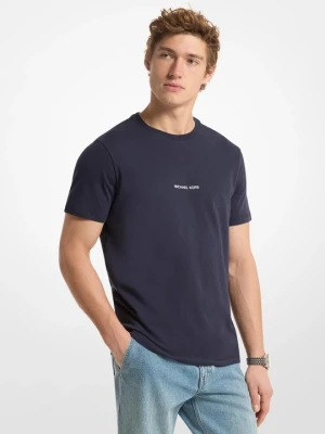 T-shirt z bawełnianego dżerseju z logo z nadrukiem Michael Kors PÓŁNOC (Niebieski)