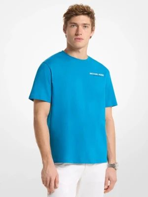 T-shirt z bawełnianego dżerseju z logo z nadrukiem Michael Kors TURKUSOWY (Niebieski)