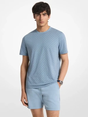 T-shirt z bawełnianego dżerseju z nadrukiem w charakterystyczne logo Michael Kors CHAMBRAY (Niebieski)