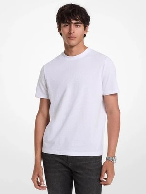 Zdjęcie produktu T-shirt z bawełnianego dżerseju z nadrukiem w charakterystyczne logo Michael Kors BIAŁY (Biały)
