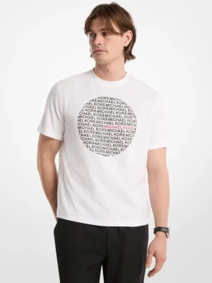 T-shirt z bawełnianego dżerseju z okrągłym logo Michael Kors BIAŁY (Biały)