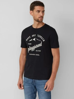 T-shirt z bawełnianym nadrukiem z przodu s.Oliver czarny