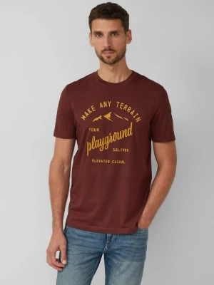 T-shirt z bawełnianym nadrukiem z przodu s.Oliver czerwony
