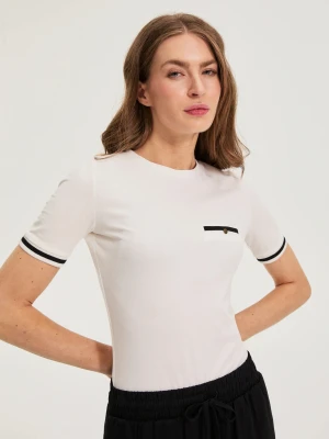 T-shirt z bawełny biały Moodo