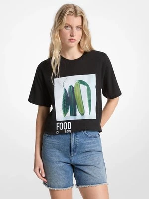 T-shirt z bawełny i lnu z logo Watch Hunger Stop MICHAEL Michael Kors