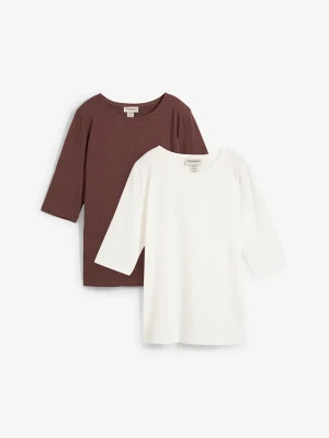 T-shirt z bawełny organicznej (2 sztuki) BonPrix biały