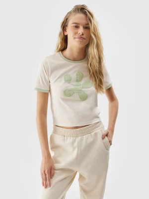 T-shirt z bawełny organicznej damski 4F