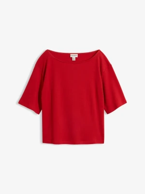 T-shirt z bawełny organicznej o strukturze waflowej BonPrix czerwony