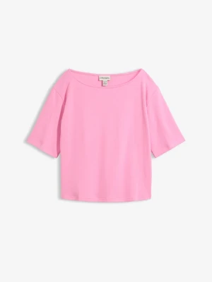 T-shirt z bawełny organicznej o strukturze waflowej BonPrix różowy