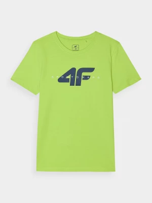 T-shirt z bawełny organicznej z nadrukiem chłopięcy - żółty 4F