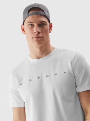 T-shirt regular z bawełny organicznej z nadrukiem męski - biały 4F