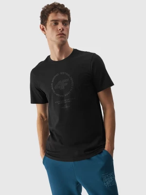 T-shirt z bawełny organicznej z nadrukiem męski - czarny 4F