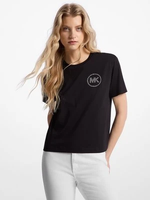 T-shirt z bawełny organicznej z ozdobnym logo Michael Kors Outlet