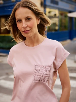 Zdjęcie produktu T-shirt z bawełny różowy Moodo