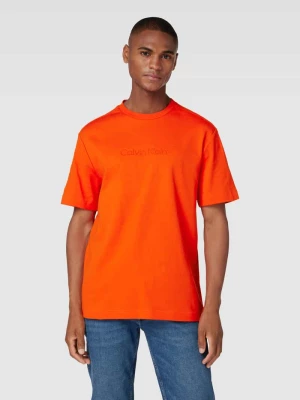 T-shirt z bawełny z detalem z logo CK Calvin Klein