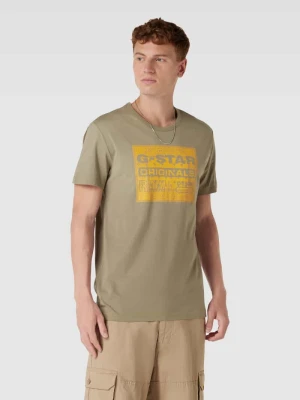 T-shirt z bawełny z detalem z logo model ‘Bandana’ G-Star Raw