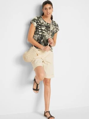 T-shirt z bawełny z nadrukiem i minirękawkami bonprix